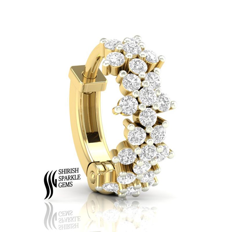 Luxury Natural Diamond Floral Cluster Hoop Nose Ring Solid Gold â Elegant Jewelry Gift for Her