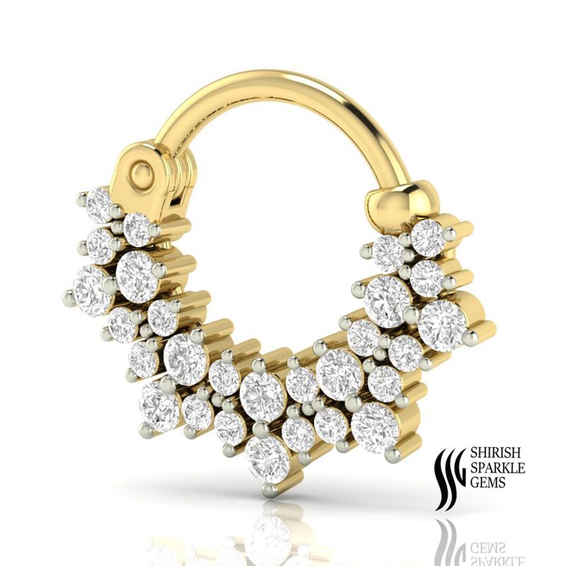 Natural Round Cut Diamond Cluster Nose Ring â Solid gold Luxury Gift for Her
