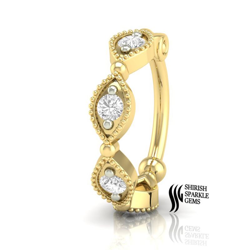 Genuine Diamond Clicker Hoop â Marquise Nose & Helix Cartilage Piercing | Elegant Gift for Her