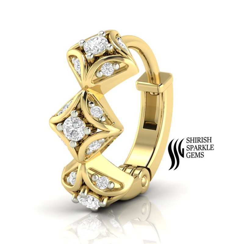 Natural Diamond Floral Clicker Hoop â Nose Ring, Solid Gold Helix & Cartilage Piercing | Elegant Gift for Her