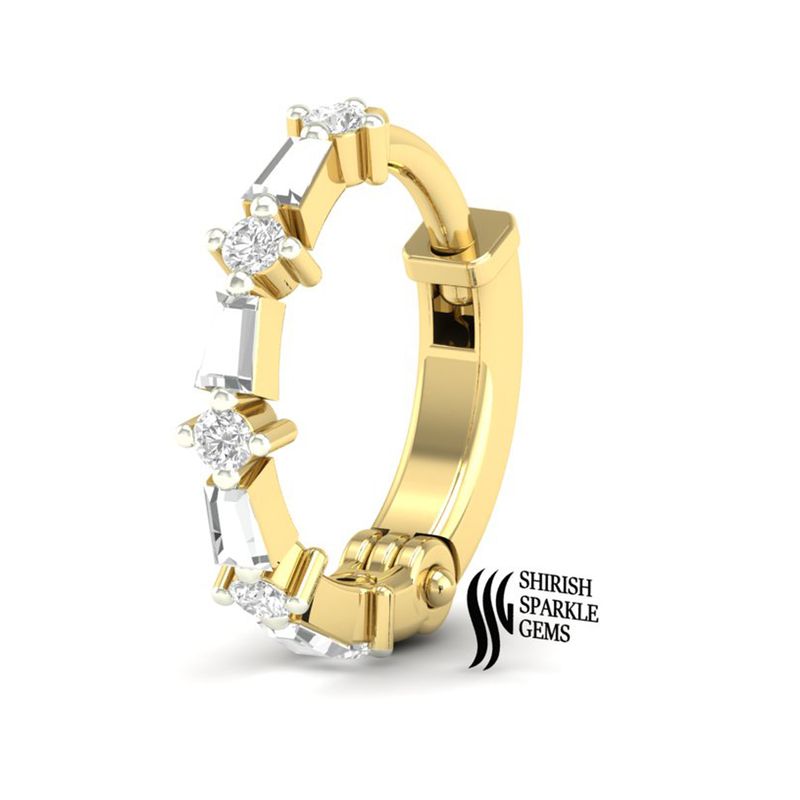Gold Diamond Baguette Clicker Hoop â Diamond Septum & Nose Ring | Ear & Cartilage Piercing | Elegant Gift for Her