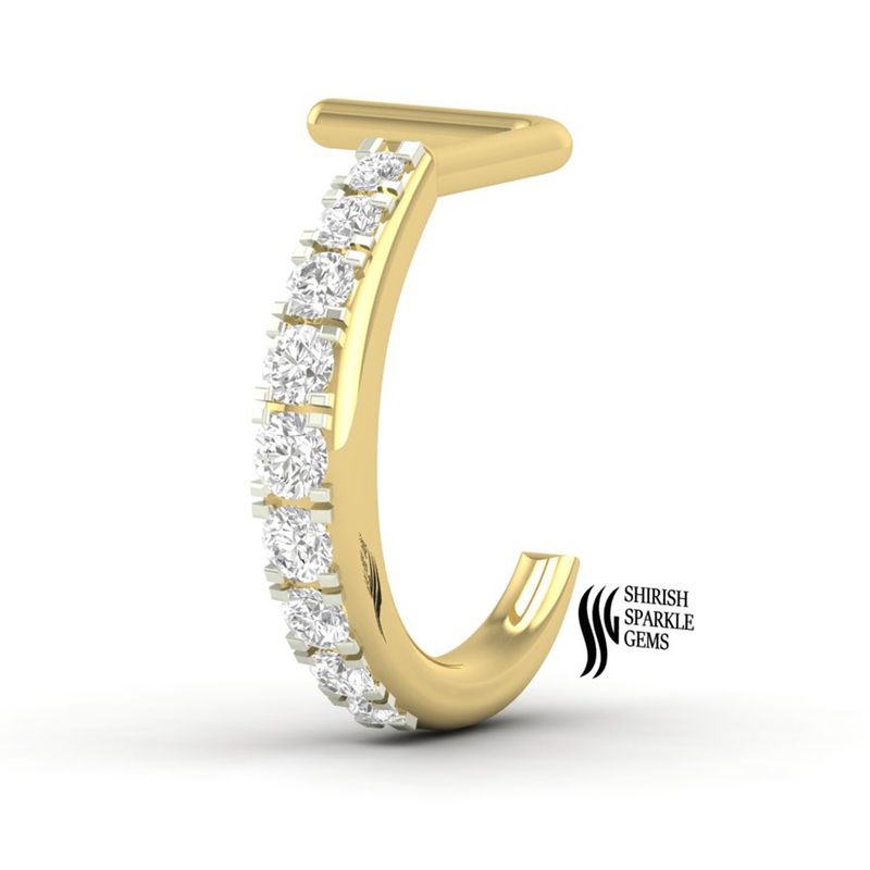 Gold Diamond Ear Cuff â Half Eternity Diamond Cartilage Cuff | No Piercing Required | Minimalist Fine Jewelry Gift