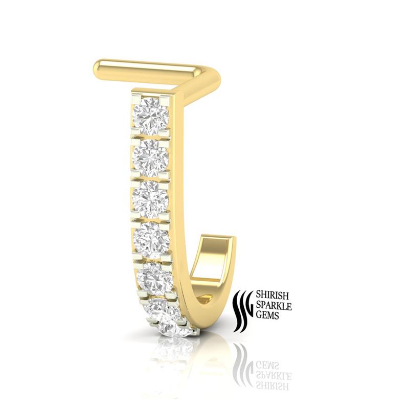 Diamond Ear Cuff â Vertical Row Round Cut Diamond Cartilage Cuff | No Piercing Minimalist Hoop | Fine Jewelry Gift