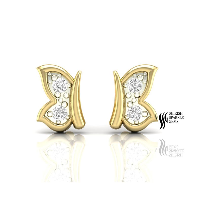 Solid Gold Butterfly Earrings with Diamonds â Cute Luxury Stud Earrings