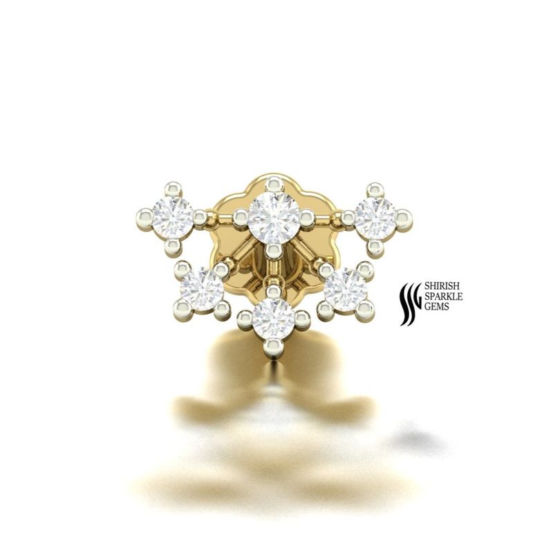 Diamond Floral Nose Pin in Solid Gold | Elegant Everyday Nose Stud | Fine Piercing Jewelry