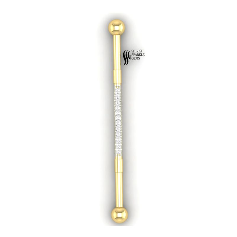 Real Diamond Industrial Barbell Piercing in Solid Gold â Elegant Diamond Industrial Bar Jewelry