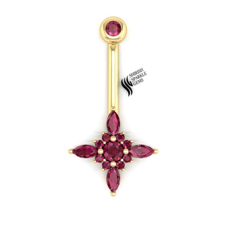 Ruby belly button navel piercing rook piercing gold navel piercing belly button ring navel post belly button ring