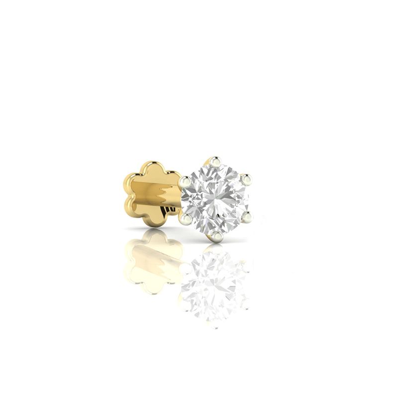Elegant Solitaire Diamond Nose Pin in Yellow Gold