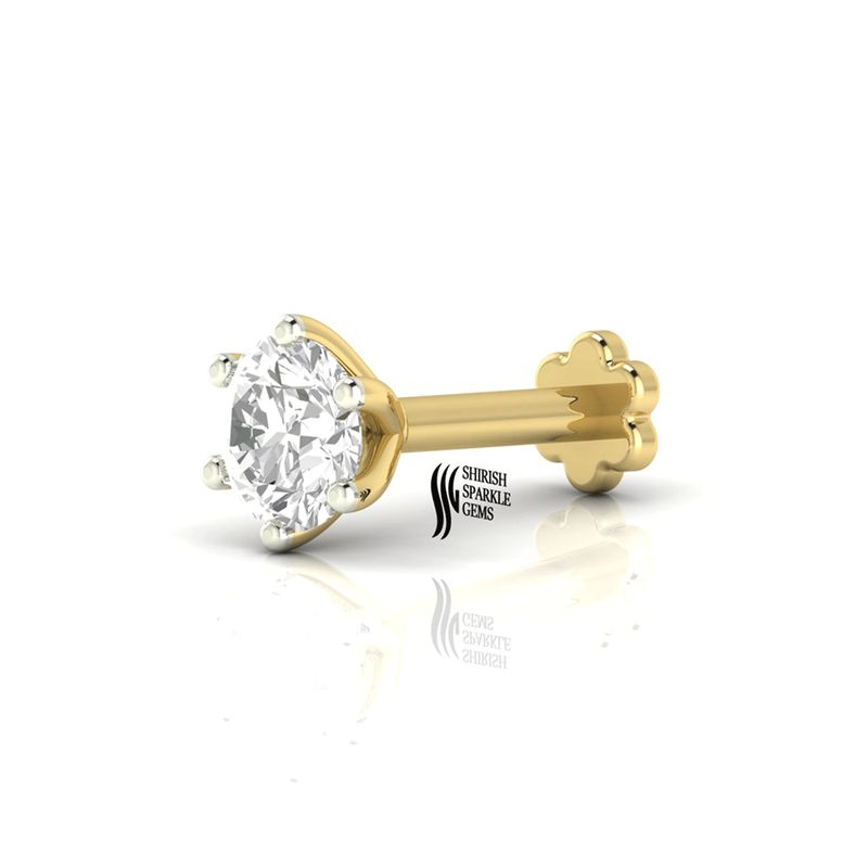 Nose Pin Classic Round Solitaire Diamond Solid Gold