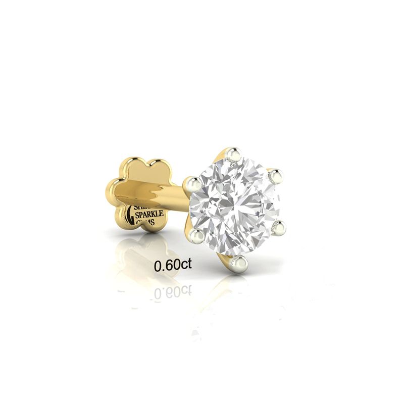 Flower Cut Design & Lab Diamond Nose Pin Screw-back