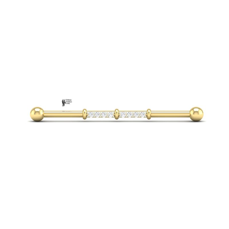 Minimal Diamond Industrial Barbell in Solid Gold â Fine Piercing Jewelry