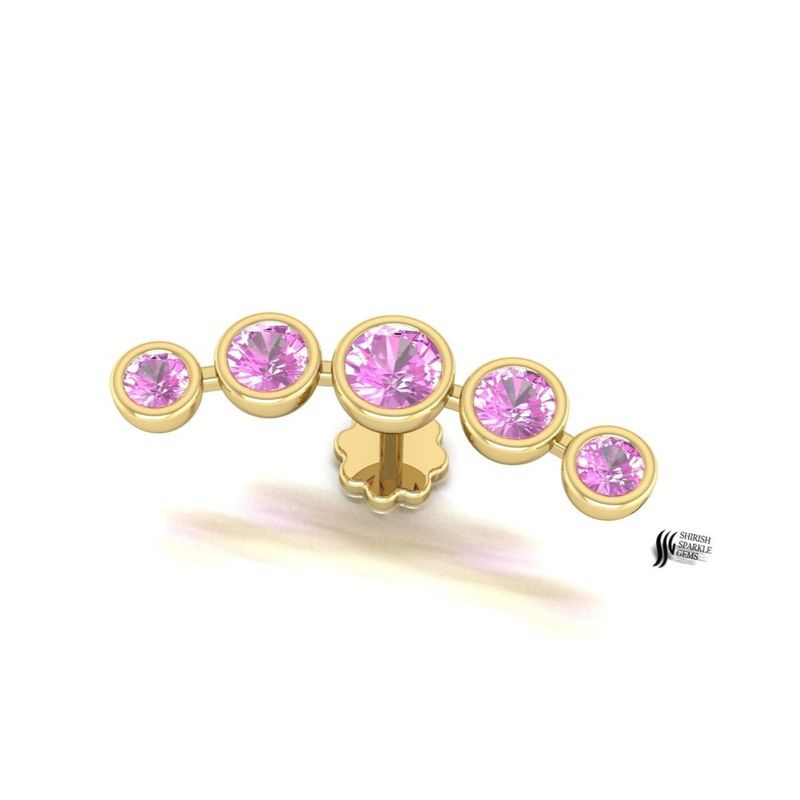Solid Gold Pink Sapphire Helix Earring â Curved Cartilage Climber Jewelry