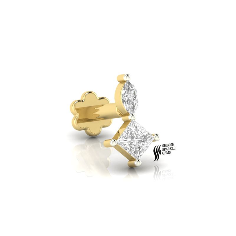 Marquise & Princess Cut Diamond Dainty Nose Pin