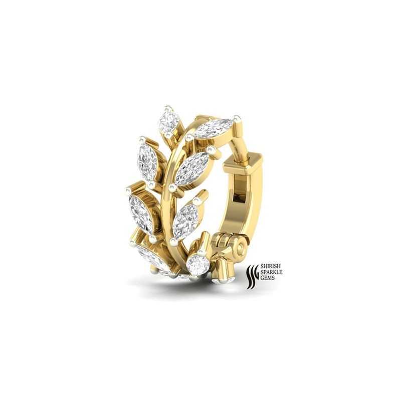 Leaf Diamond Nose Clicker Huggie Fine Jewelry Gift