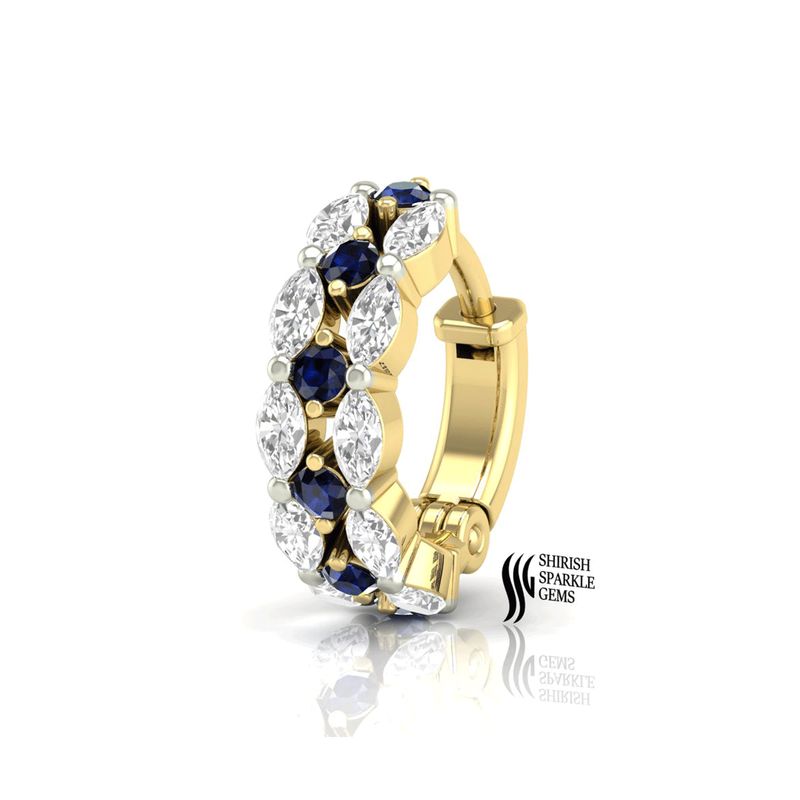 Royal Marquise Cut & Blue Sapphire Nose Huggie
