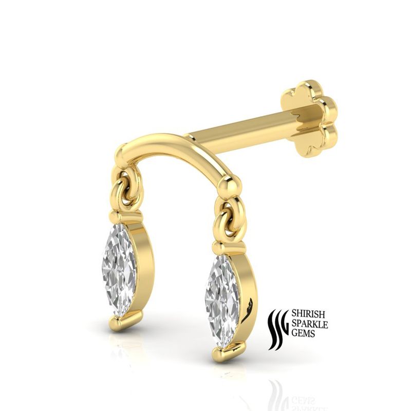 Minimalist Solid Gold Marquise Diamond Dangle Hoop â Helix & Cartilage Earring