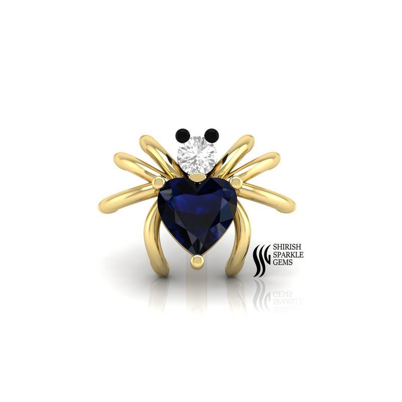 Gold Sapphire Spider Ear Piercing Stud â Diamond Spider Cartilage Barbell for Helix, Conch & Lobe