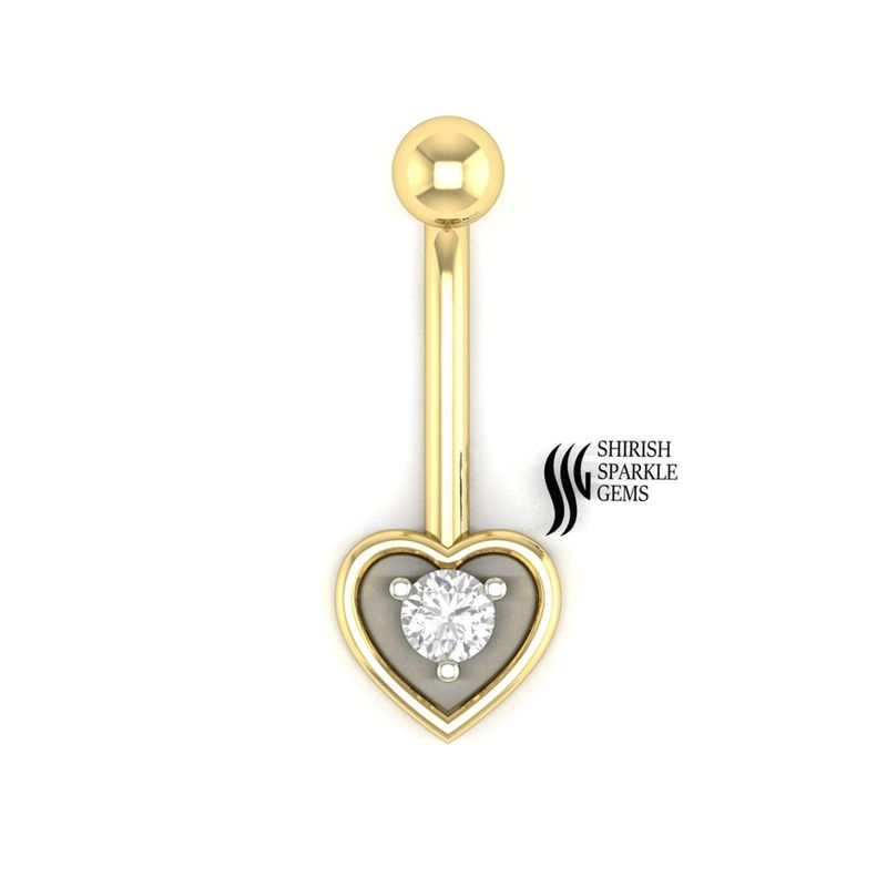 Luxury Diamond Heart Belly Button Ring Gold Navel Bar Jewelry