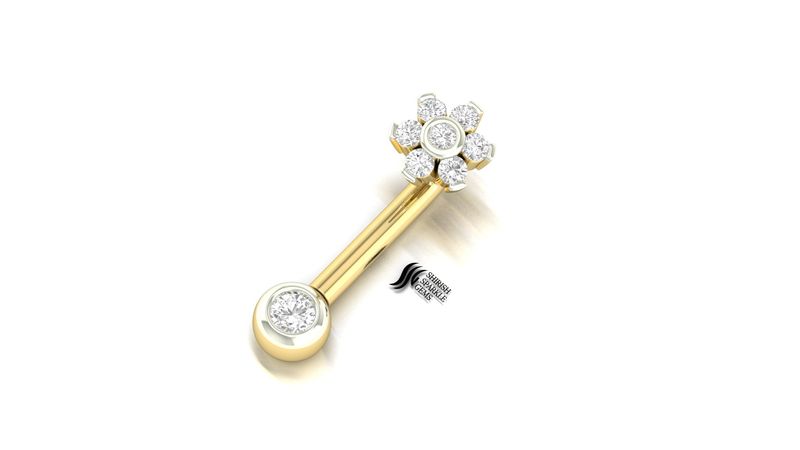 Gold Diamond Daisy Belly Button Ring Elegant Floral Navel Jewelry
