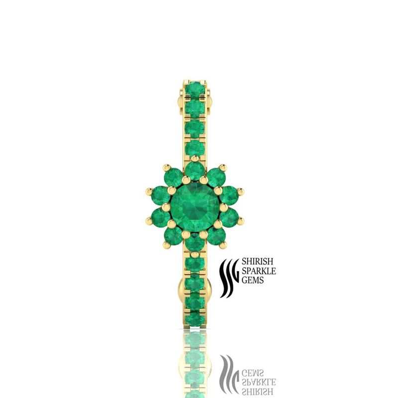 Natural Emerald Belly Ring 14K Solid Gold, Emerald Navel Piercing Hoop, Green Emerald Belly Button Jewelry,