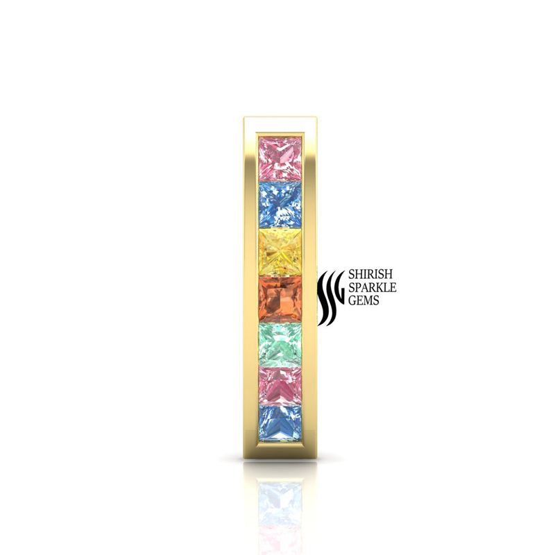 Rainbow Sapphire Belly Button Ring â 14K Gold Multi Color Gemstone Navel Piercing