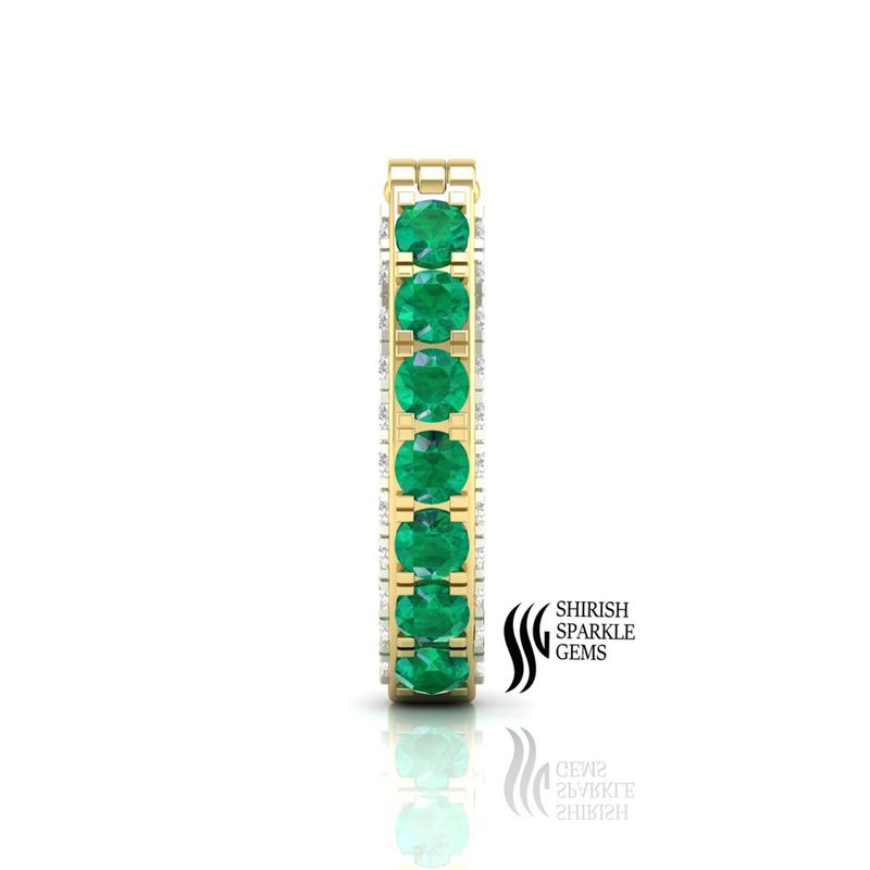 Emerald & Diamond Hinged Hoop Earring â Round Emerald Hoop with Diamond Accent,