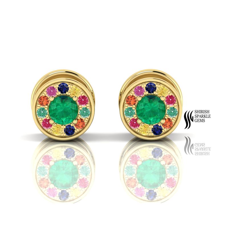 Solid Gold Ear Tunnel Plug â Sapphire Ear Gauge, Emerald Ear Tunnel Gauge Piercing