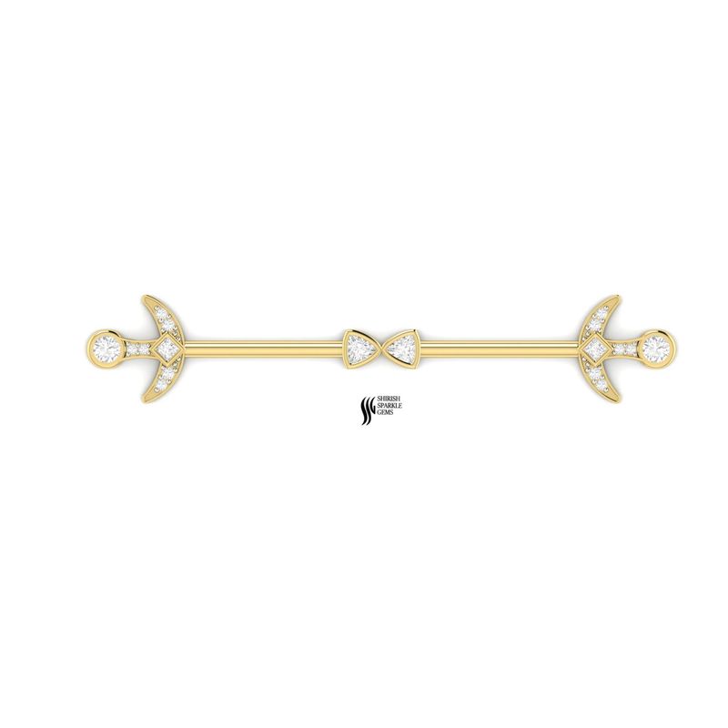 Solid Gold Diamond Industrial Barbell Earring â Unique Designer Industrial Piercing Jewelry