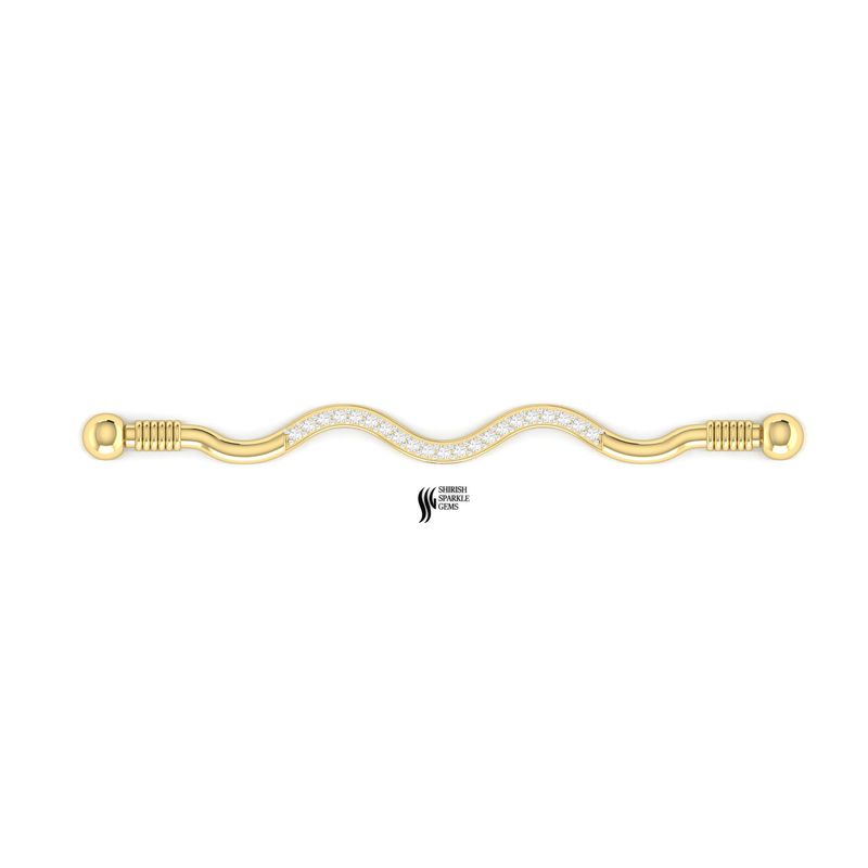 Natural Diamond Wave Industrial Barbell in Solid Gold â Curved Industrial Ear Piercing Jewelry
