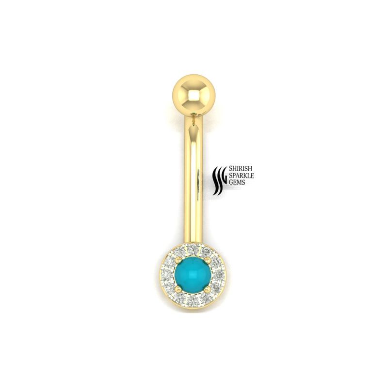 Solid Gold Blue Turquoise Belly Button Ring â Perfect Gift Jewelry,