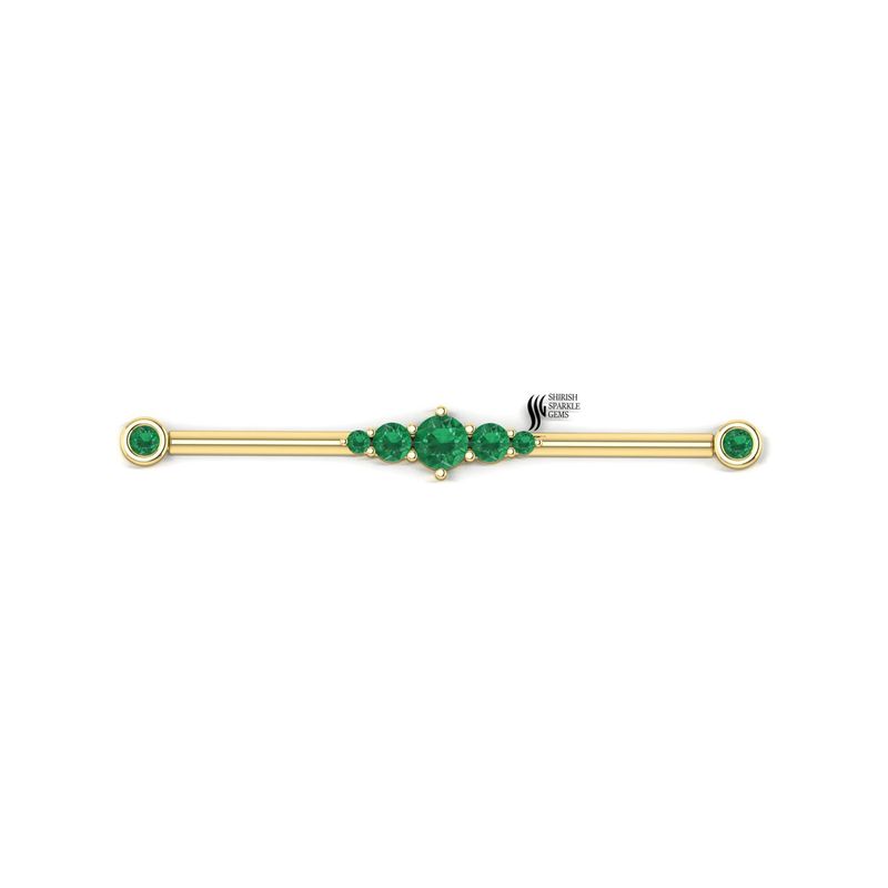 Emerald Industrial Barbell Gemstone Scaffold Ear Piercing Straight Industrial Earring Luxury Cartilage Jewelry Gift