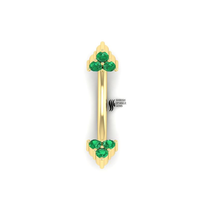 Solid Gold Emerald Cluster Belly Ring â Natural Emerald Navel Piercing gift jewelry