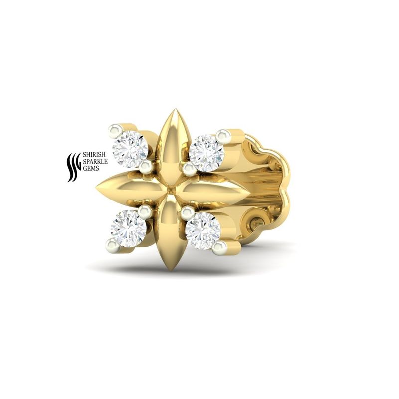 Gold Diamond Flower Nose Pin, Luxury Floral Nose Stud, Fine Gold Nose Ring, Minimalist Nose Jewelry, Elegant Gift for Her