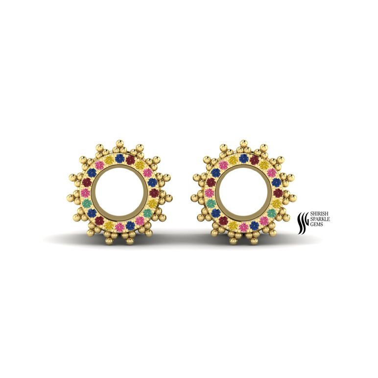 Luxury Solid Gold Gauged Ear Plugs â Multicolor Gemstone Statement Tunnels