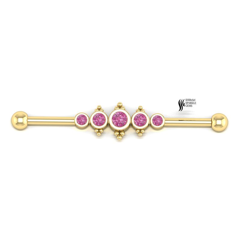 Designer Solid Gold Industrial Jewelry â Pink Sapphire Graduated Bar