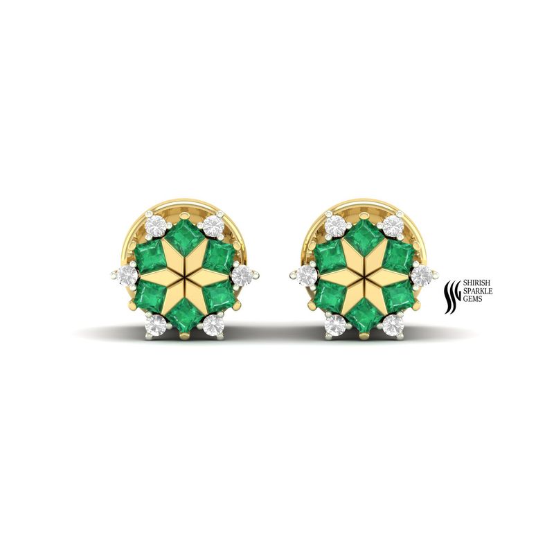Natural Gold Emerald Tunnel Plugs, Floral Gauge Earrings, Green Gemstone Ear Tunnels, Luxury Body Jewelry Gift