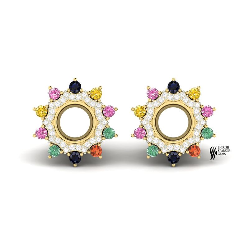 Multicolor Gemstone Tunnel Plug | Diamond Halo Ear Gauge | Luxury Screw Back Flesh Tunnel | Unique Body Jewelry