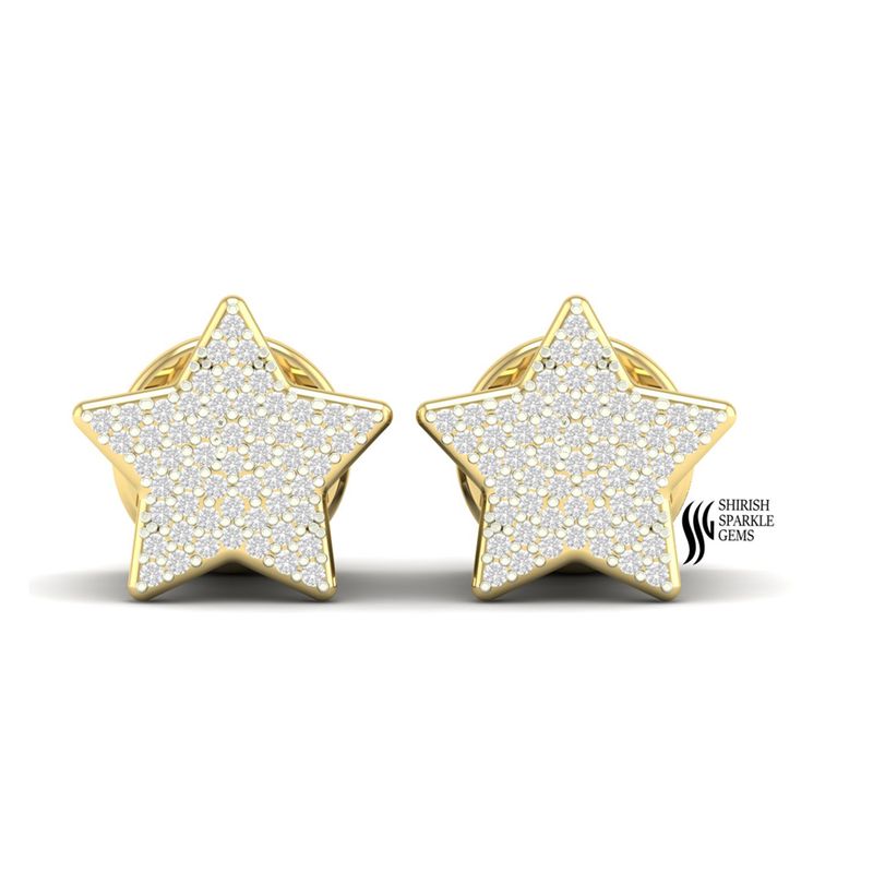 Gold Diamond Star Ear Tunnel Plugs | Pave Diamond Star Gauges | Luxury Gold Saddle Plug Body Jewelry