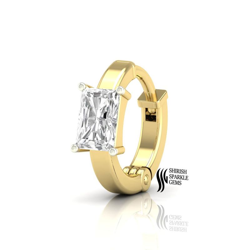 Radiant Cut Diamond Clicker Nose Ring Huggie Jewelry