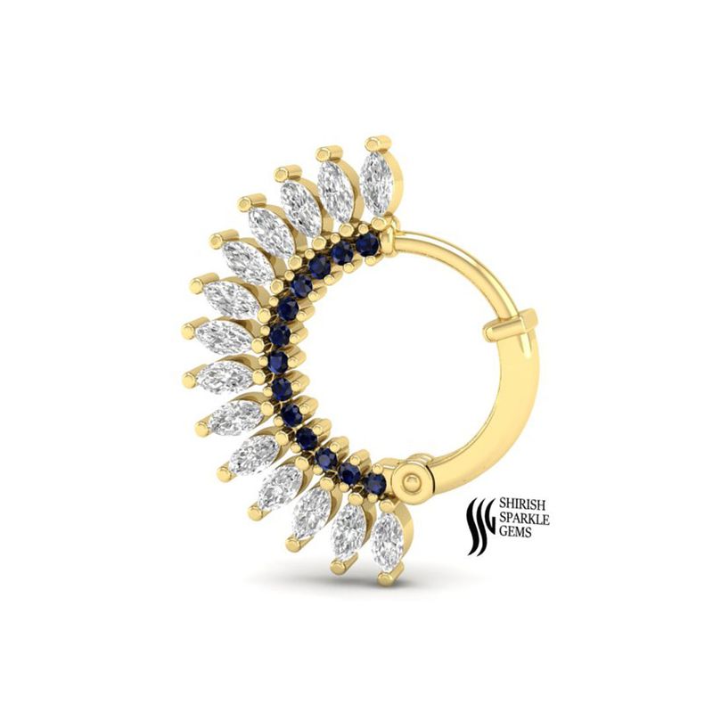 Marquise Diamond & Royal Blue Sapphire - Luxury Hinged