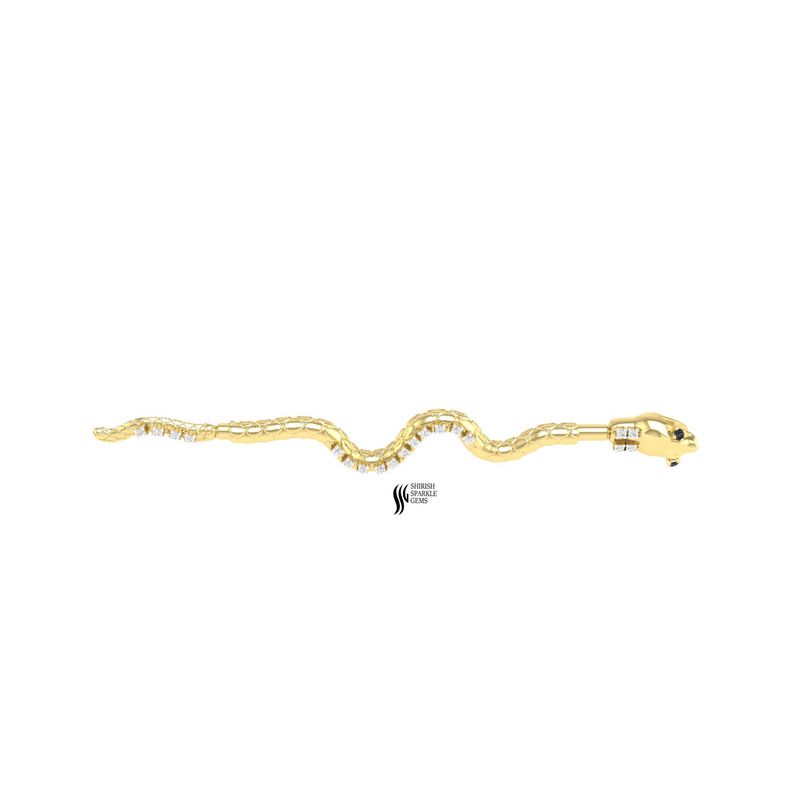 Solid Gold Black Diamond , white diamond Snake Industrial Barbell Piercing