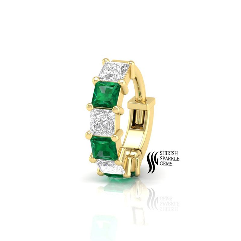 Princess Emerald-Cut Diamond Huggie â Nose Clicker Stud