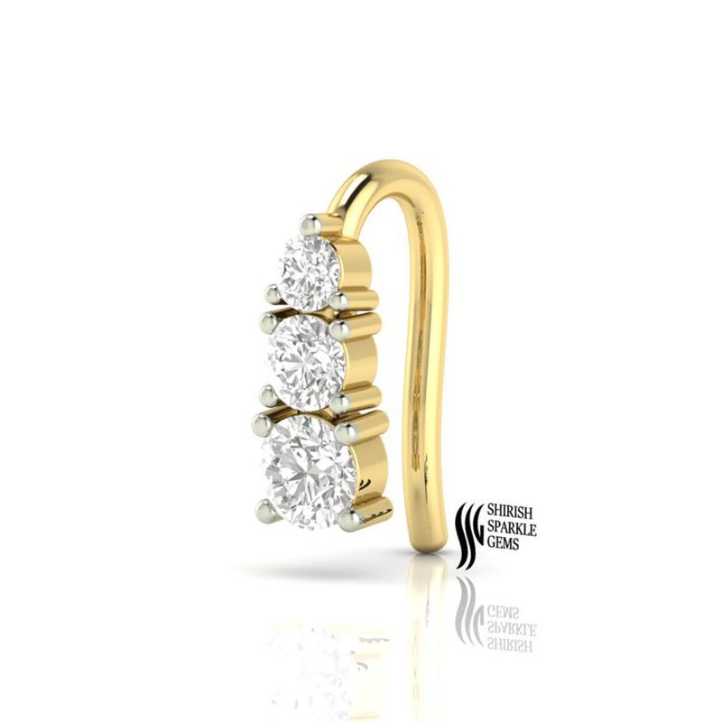 Triple Diamond Huggie Hoop â Drop Hinged Nose Hoop