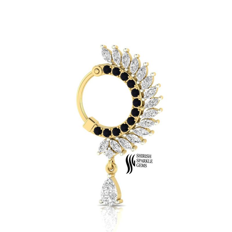Dynamic Clicker Nose Ring Pear-Cut Diamond Fine Jewelry