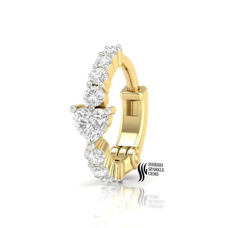 Round Brilliant Diamond Solitaire Accent Hinged Nose Clicker