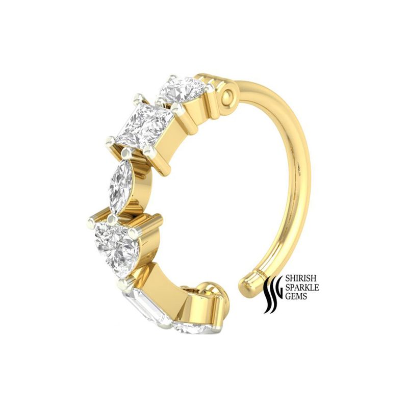 Lab Grown Diamond Princess & Heart Shape Nose Ring Stud