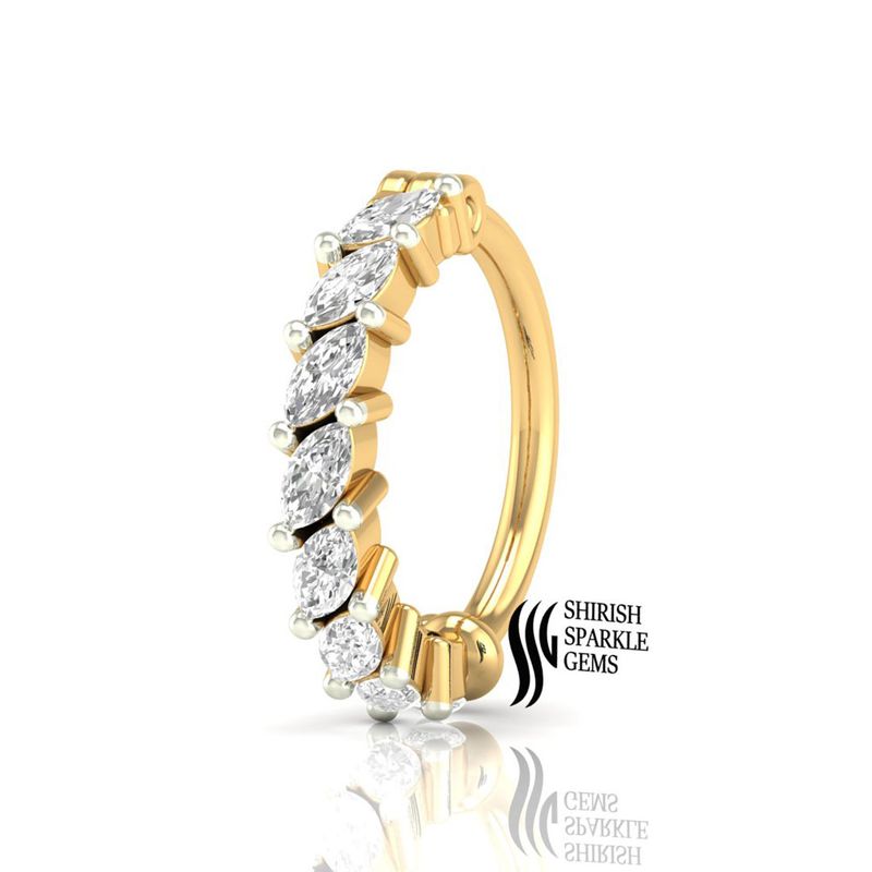 The "Verdant Glow" Diamond Marquise Leaf Nose Hoop Ring