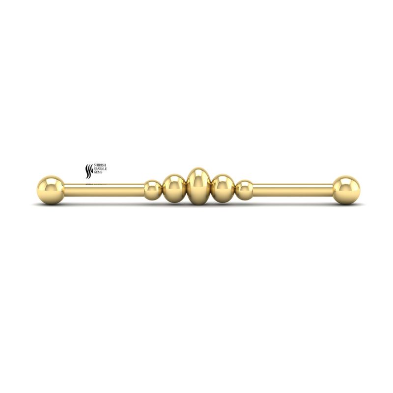 Gold Beaded Industrial Barbell | | Luxury Gold Ear Cartilage Bar | Unique Handmade Body Jewelry