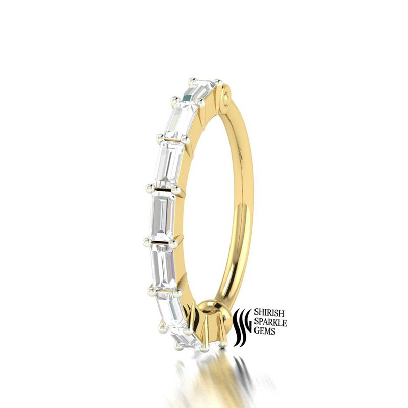 The "Metropolis" Vertical Baguette Diamond Cut Eternity Nose Ring