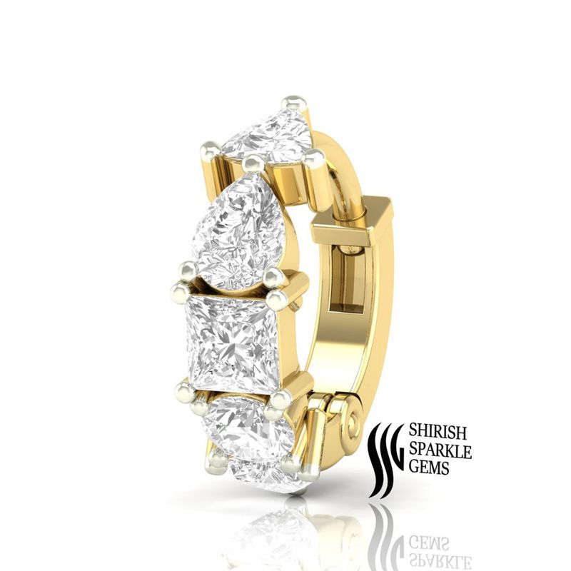 A Radiant Sparkle Multi-Shape Diamond Cut Nose Huggie Ring